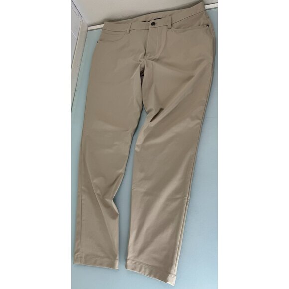 Lululemon ABC Slim-Fit 5 Pocket Pants Warpstreme Mens 34X30 Trench Beige